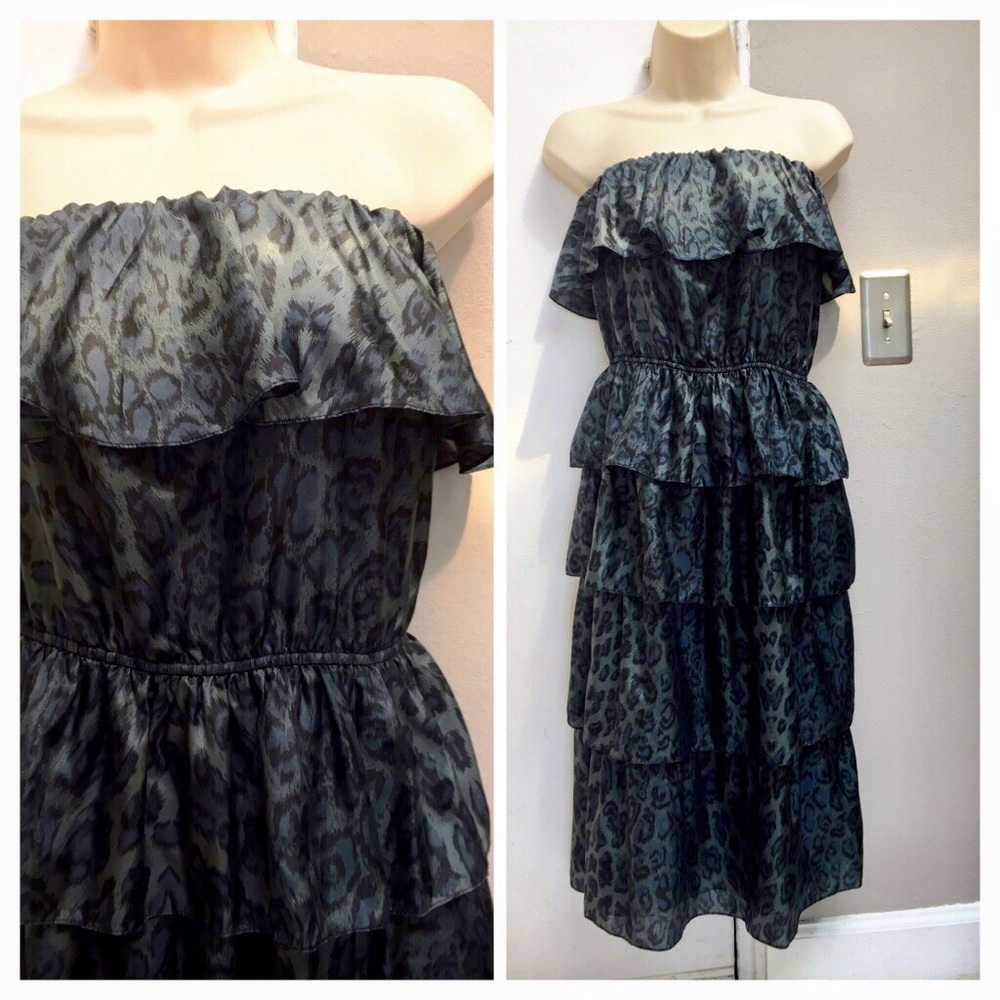 REBECCA TAYLOR NWT Jaguar Silk Dress olive/black